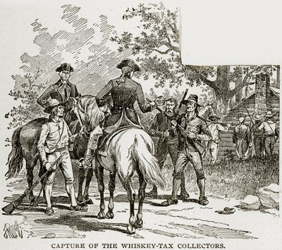 Viskiveron kerääjien vangitseminen, kuvitus Columbuksesta ja Columbiasta, n. 1893 tekijältä American School