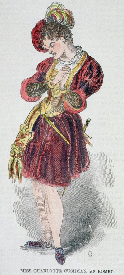 Charlotte Cushman (1816-76) puvussa Romeona, 1851 tekijältä American School