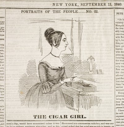 Sikarityttö, "New York Sunday Atlas" -lehden etusivu, 13. syyskuuta 1840 tekijältä American School