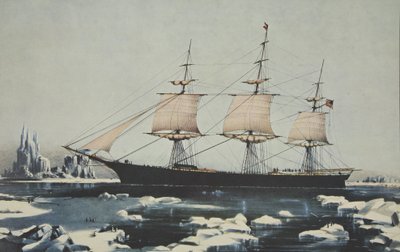 Clipper Ship, Red Jacket - Jäällä Cape Hornin edustalla, hänen matkallaan Australiasta Liverpooliin, elokuu 1854, pubi. 1855, Currier & Ives tekijältä American School