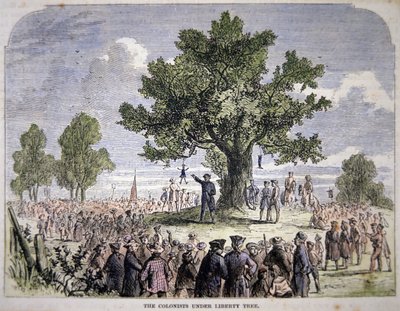 Asukkaat vapauspuun alla (väri litho) tekijältä American School