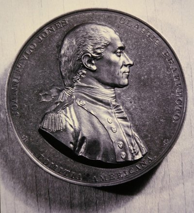 John Paul Jonesin muistomitali Jean-Antoine Houdonin muotokuvan jälkeen tekijältä American School