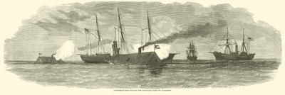 Konfederaation pässit hyökkäämässä saartolaivastoon Charlestonin edustalla tammikuussa 1863 tekijältä American School