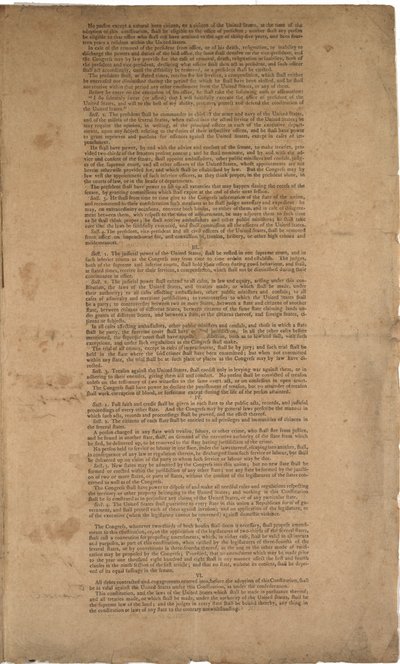 Perustuslaki, ensimmäinen painos, painanut Dunlap & Claypoole, 17.-19. syyskuuta 1787 (katso myös GLC 695933, GLC 695934 ja GLC 695936) tekijältä American School