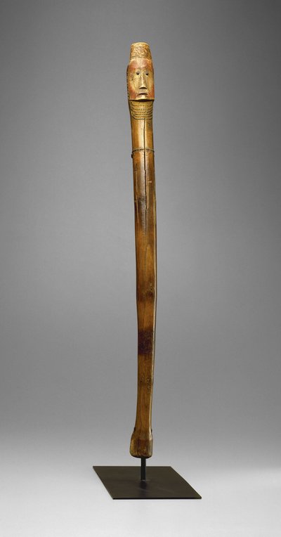 Coup Stick, Yankton Sioux, n. 1880 (puu, messinkikynnet, pigmentti ja kuumat viilan jäljet) tekijältä American School