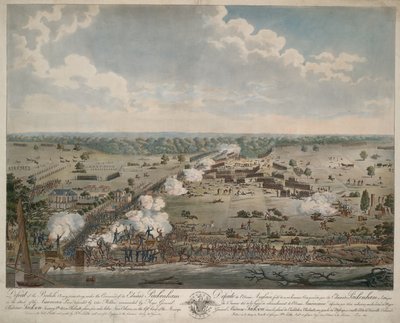 Brittiarmeijan tappio (New Orleansin taistelu), pub. 1815 (käsinvärinen kaiverrus) tekijältä American School