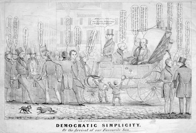 Demokraattinen yksinkertaisuus eli suosikkipoikamme saapuminen, julkaisija H R Robinson, New York, n. 1839 tekijältä American School