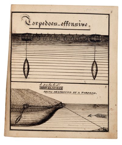 Kaavio torpedohyökkäyksestä (tussi ja tussi paperille). tekijältä American School