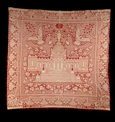 Kaksinkertainen peitto, n. 1876 (puuvilla ja villa) tekijältä American School