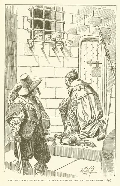 Earl of Strafford vastaanottaa Laudin siunauksen matkalla teloitukseen (1641) (kaiverrus) tekijältä American School