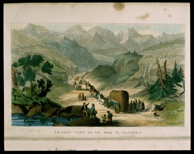 Emigrant Party on the Road to California vuonna 1596, kuva Kaliforniasta, sen menneestä historiasta, nykyisestä asemastaan ja tulevaisuuden näkymistä G.A. Fleming, 1850 tekijältä American School
