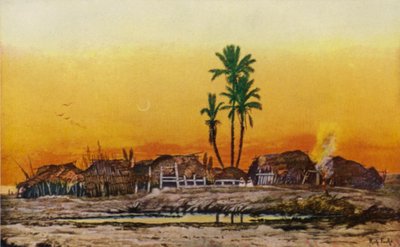 Ilta arabikylässä (väri litho) tekijältä American School