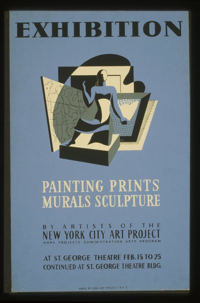 Näyttely New York City Art Projectin taiteilijoiden maalauksia, grafiikkaa, seinämaalauksia, veistoksia tekijältä American School