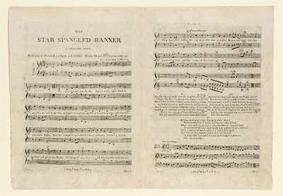 Ensimmäinen painos nuotteista kappaleeseen "The Star Spangled Banner. A Pariotic tekijältä American School