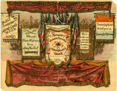 Jumalalle ja kodille ja synnyinmaalle... Naisten kristillinen raittiusliitto, Valkoisen nauha-armeijan taisteluliput, 1885 tekijältä American School