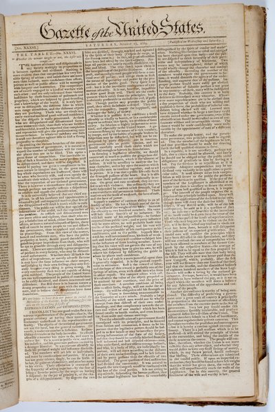 Yhdysvaltain Gazetten etusivu, 15. huhtikuuta 1789 tekijältä American School