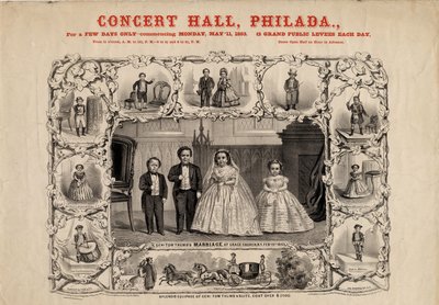 Kenraali Tom Thumb ja vaimo, kom. Nutt ja neiti Minnie Warren, pubi. kirjoittanut Currier & Ives, 1863 tekijältä American School