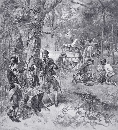 Kenraali Francis Marion leirissä (litho) tekijältä American School