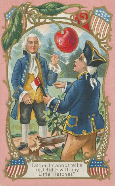George Washington tunnustamassa isälleen (väri litho) tekijältä American School