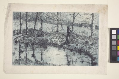 Girl By Pond (etsaus ja levysävy painettu sinisellä) tekijältä American School