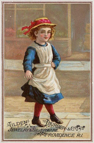 Tyttö hyppää leikkisästi (chromolitho) tekijältä American School