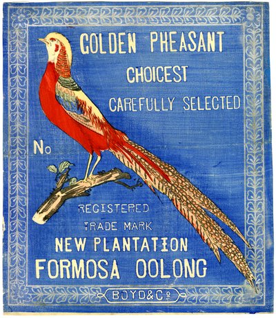 Golden Pheasant Choicest Carefully Select, No. Rekisteröity tavaramerkki Uusi Plantation Formosa Oolong (lohkopainatus (värimuste paperille taustalla)) tekijältä American School