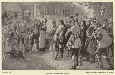 Kuvernööri Carteretin saapuminen (litografia) tekijältä American School