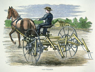 Heinäpöyhin maatalouskone, n.1880 (värikaiverrus) tekijältä American School