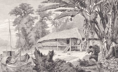 Varakkaan intiankuminkeräilijän talo, Franz Kellerin teoksesta "Amazonin ja Madeiran joet", 1874. tekijältä American School