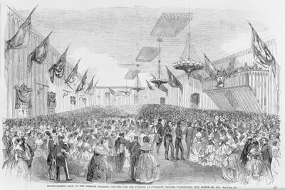 Avajaisjuhla, painettu Frank Leslies Illustrated Newspaperissa, 21. maaliskuuta 1857 tekijältä American School