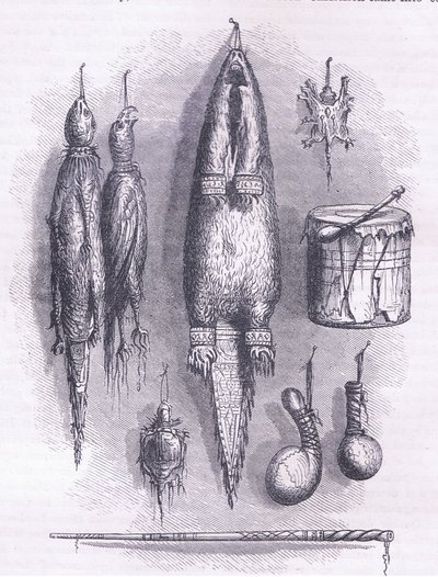 Intialainen lääkekassi, mysteeripilli, taistelut ja rumpu 1661, kuvitus Cassell