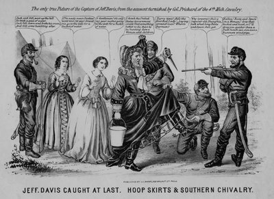 Jeff Davis viimein kiinni: vannehameet & Southern Chivalry, julkaisija J.L. Magee, Philadelphia, n. 1865 tekijältä American School
