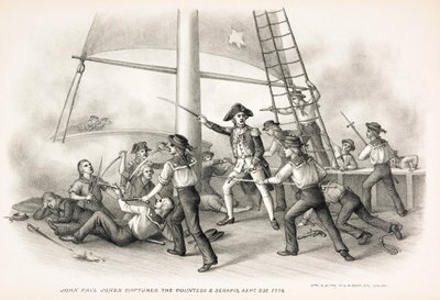 John Paul Jones vangitsee kreivitär ja Serapis, 23. syyskuuta 1779, pub.1885 tekijältä American School