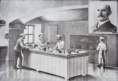 Valkoisen talon keittiö 1890-luvulla, upotettu muotokuva Hugo Ziemannista tekijältä American School