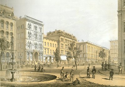 LaSalle Street Courthouse Squarelta, Chicago Illustrated, James W. Sheahanin kirjalliset kuvaukset, julkaisija Jevne & Almini, Chicago, 1866-67 tekijältä American School