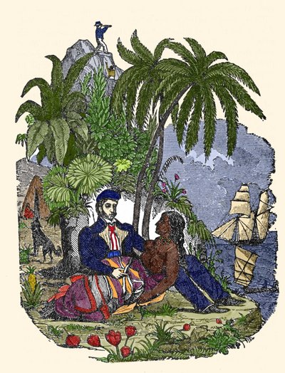 Merirosvojen elämä Madagaskarin saarella. Kaiverrus "Merirosvon omasta kirjasta" 1837. tekijältä American School