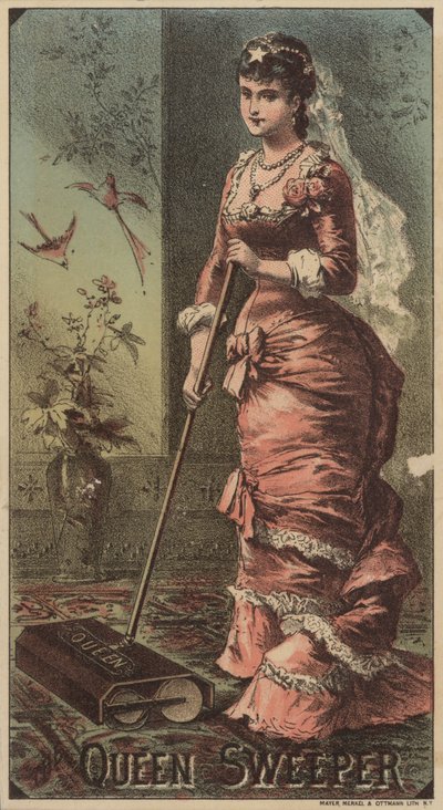 Nainen käyttää Queen Carpet Sweeper -konetta tekijältä American School