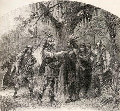 Landing of Northmen, julkaisusta "A Brief History of the United States", julkaissut A. S. Barnes und Co. vuonna 1885 tekijältä American School