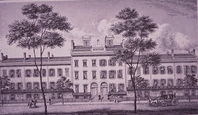 LeRoy Place vuonna 1831, osa nykyistä Bleecker Streetiä Greenwich Villagessa (kaiverrus) tekijältä American School