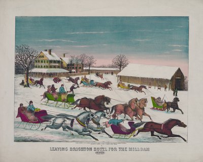 Lähtö Brighton Hotelista Mill-Damille, talvi, n. 1871 (tulostus) tekijältä American School