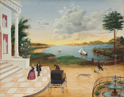 Poistuminen kartanosta, n. 1850-55 tekijältä American School