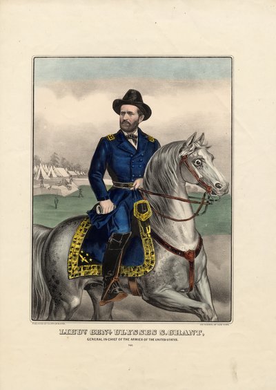 Liut. Genl. Ulysses S. Grant: Yhdysvaltain armeijoiden päällikkökenraali, pub. kirjoittanut Currier & Ives, n. 1866-1870 tekijältä American School