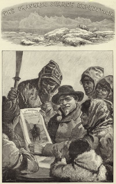 Luutnantti Schwatka näyttää esquimauxille Illustrated London News tekijältä American School