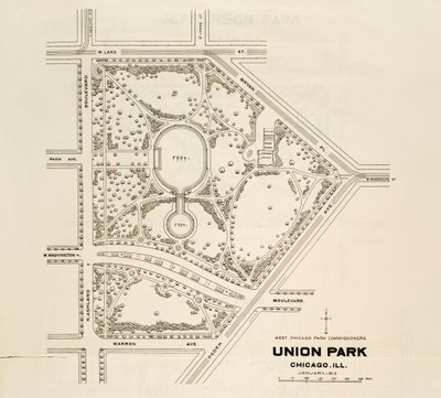 Kartta Union Parkista, Chicagosta, Illinoisista tekijältä American School