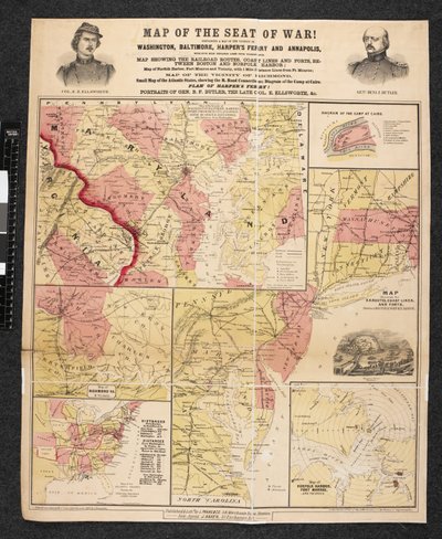 Sodan istuimen kartta. Sisältää kartan Washingtonin, Baltimoren, Harper