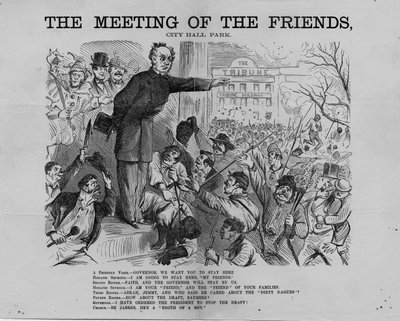Ystävien kokous, City Hall Park, julkaisija H.L. Stephens, New York, n. 1863 tekijältä American School