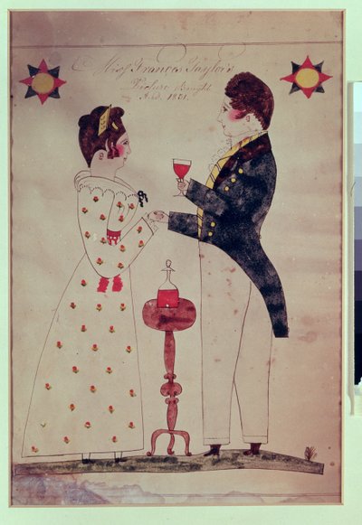 Neiti Francis Taylor ja sulhanen, 1831 (wc paperilla) tekijältä American School