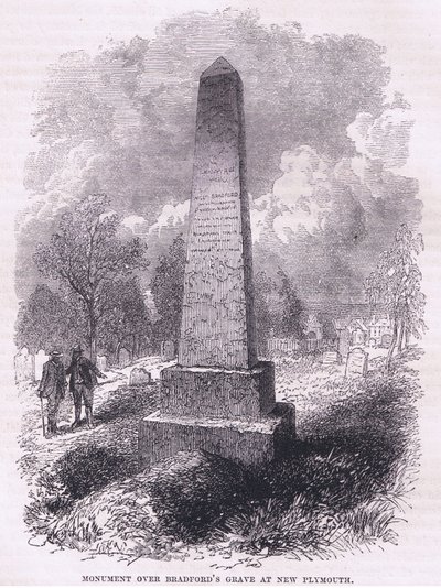 Muistomerkki Bradfordin haudalla New Plymouthissa 1641, kuva Cassell