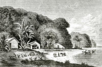 Saigonjoen suu, kuva Walter Rosen vierailusta Saigonissa, julkaistu Appletons Journalissa, 4. toukokuuta 1872 tekijältä American School