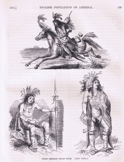 Pohjois-Amerikan intiaanityypit (1640-luku), kuva Cassells History of the United States -pubista. kirjoittanut Petter & Galpin n. 1890 tekijältä American School